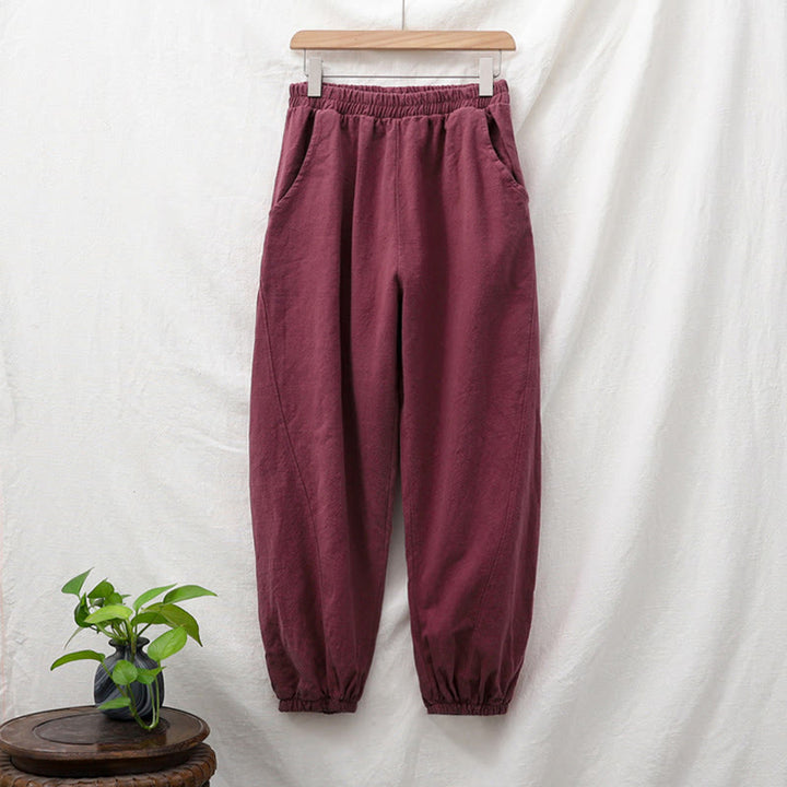 Buddha Stones – Einfarbige Hose aus Ramie-Leinen-Baumwolle mit Taschen - image 58