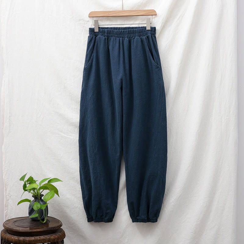 Buddha Stones – Einfarbige Hose aus Ramie-Leinen-Baumwolle mit Taschen - image 48