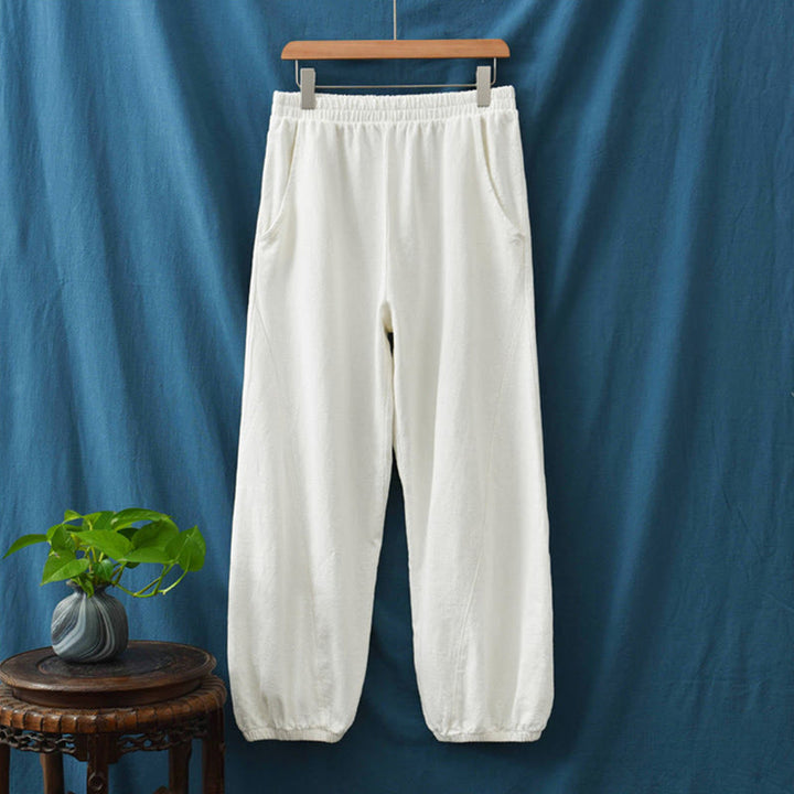Buddha Stones Einfarbige Damenhose aus Ramie-Leinen-Baumwolle mit Taschen - image 38