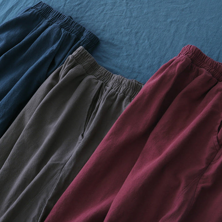 Buddha Stones – Einfarbige Hose aus Ramie-Leinen-Baumwolle mit Taschen - image 56