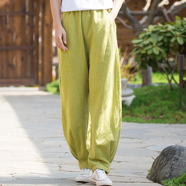 Buddha Stones Lässige Yogahose aus Ramie-Leinen-Baumwolle mit Taschen - image 8