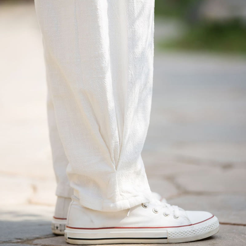 Buddha Stones Lässige Yogahose aus Ramie-Leinen-Baumwolle mit Taschen - image 13