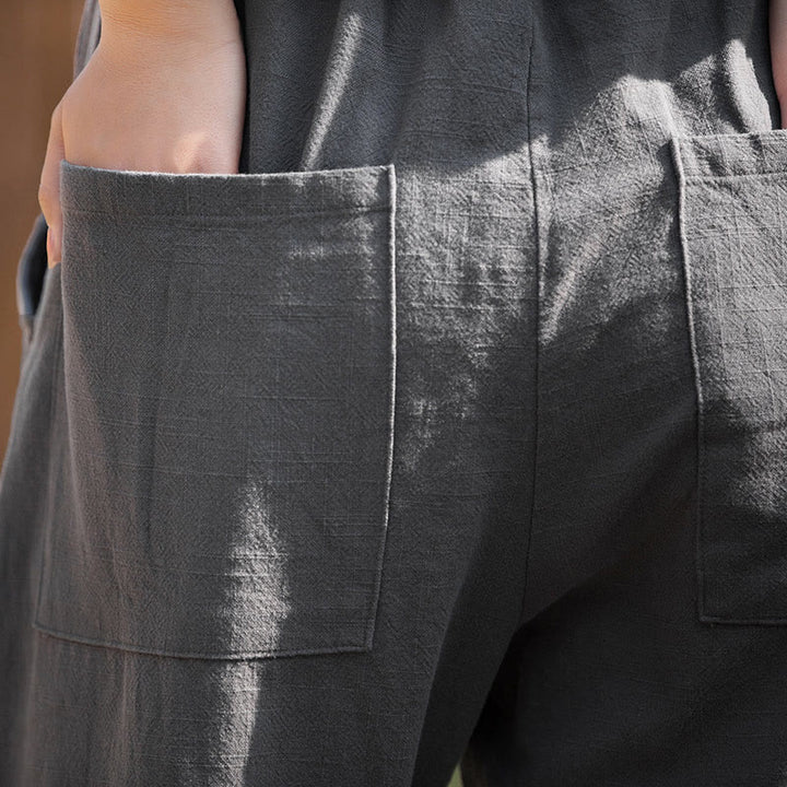 Buddha Stones Lässige Yogahose aus Ramie-Leinen-Baumwolle mit Taschen - image 31
