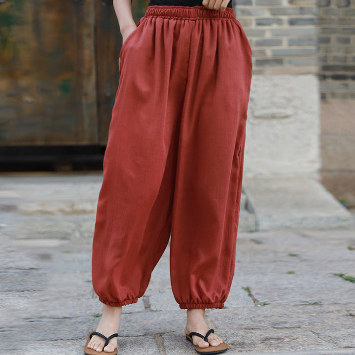 Buddha Stones Lässige Sommerhose aus Baumwolle für Damen mit Taschen - Tomate - US4-6， UK/AU8-10，EU36-38 (F) - image 20