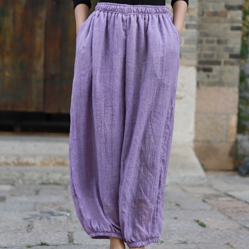 Buddha Stones Lässige Sommerhose aus Baumwolle für Damen mit Taschen - Pflaume - US4-6， UK/AU8-10，EU36-38 (F) - image 37