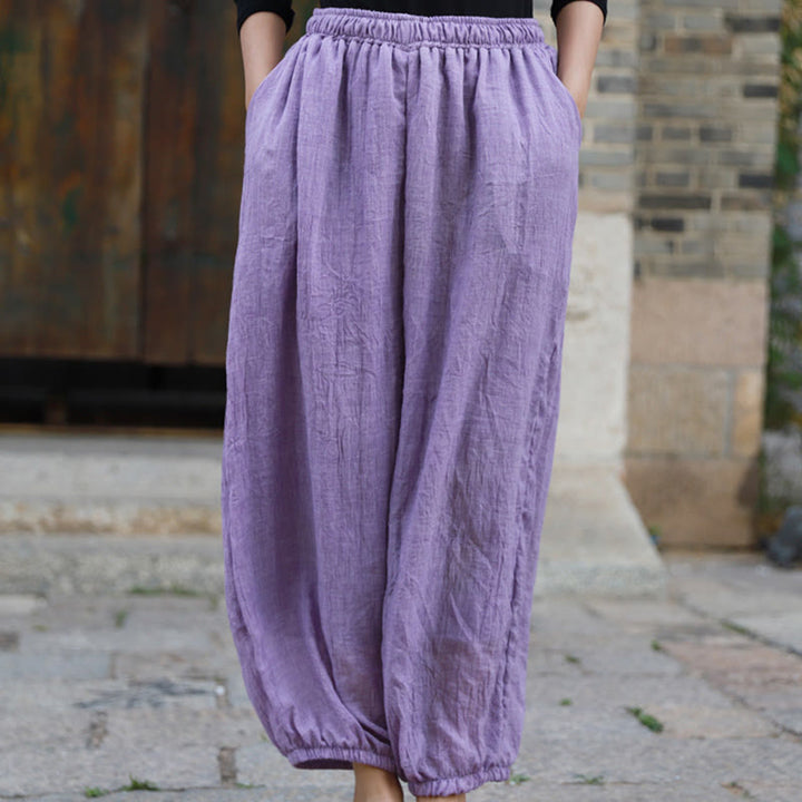 Buddha Stones Lässige Sommerhose aus Baumwolle für Damen mit Taschen - Pflaume - US4-6， UK/AU8-10，EU36-38 (F) - image 37