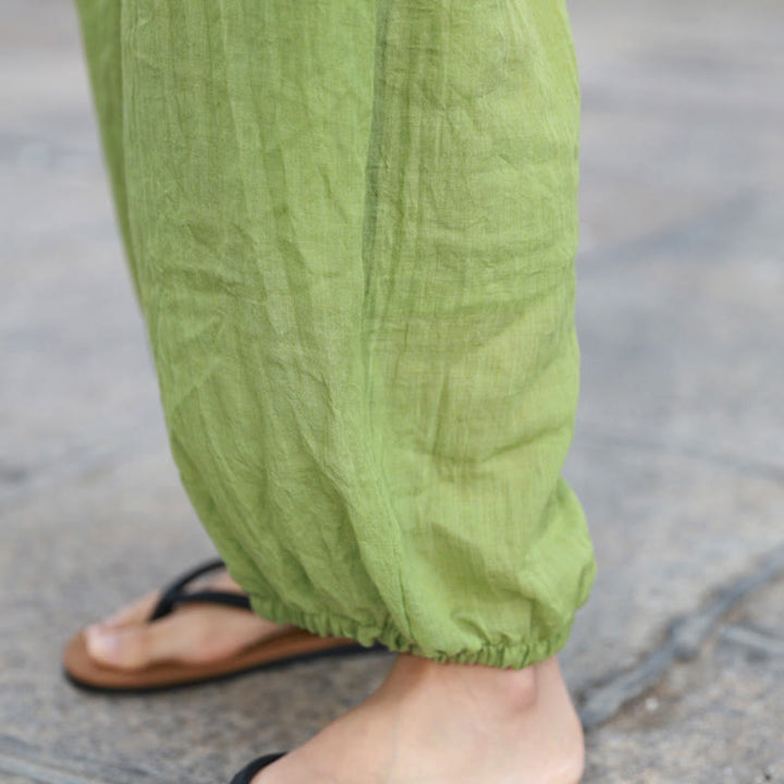 Buddha Stones Lässige Sommerhose aus Baumwolle für Damen mit Taschen