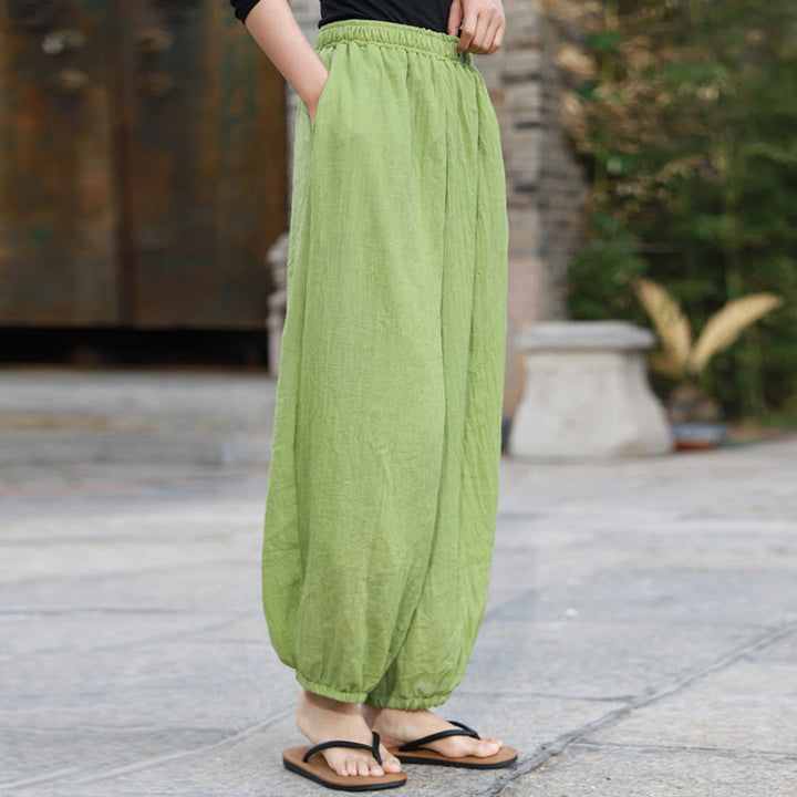 Buddha Stones Lässige Sommerhose aus Baumwolle für Damen mit Taschen - image 4