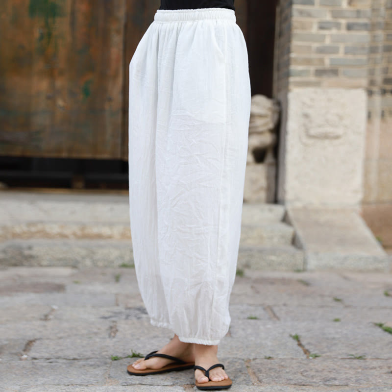 Buddha Stones Lässige Sommerhose aus Baumwolle für Damen mit Taschen - image 9
