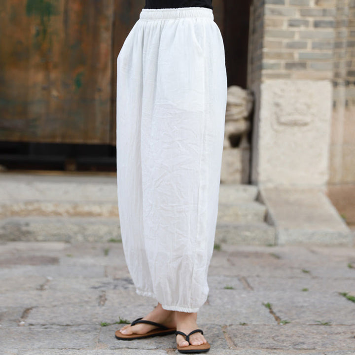 Buddha Stones Lässige Sommerhose aus Baumwolle für Damen mit Taschen - image 9