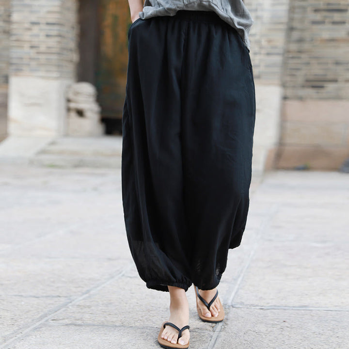 Buddha Stones Lässige Sommerhose aus Baumwolle für Damen mit Taschen - image 16