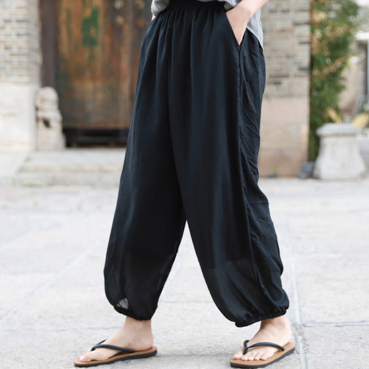 Buddha Stones Lässige Sommerhose aus Baumwolle für Damen mit Taschen - image 17