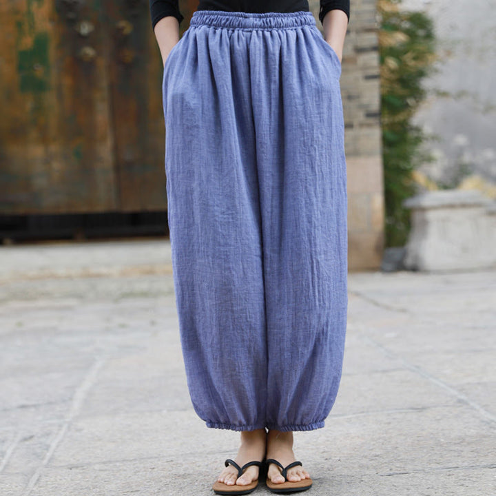 Buddha Stones Lässige Sommerhose aus Baumwolle für Damen mit Taschen - image 31