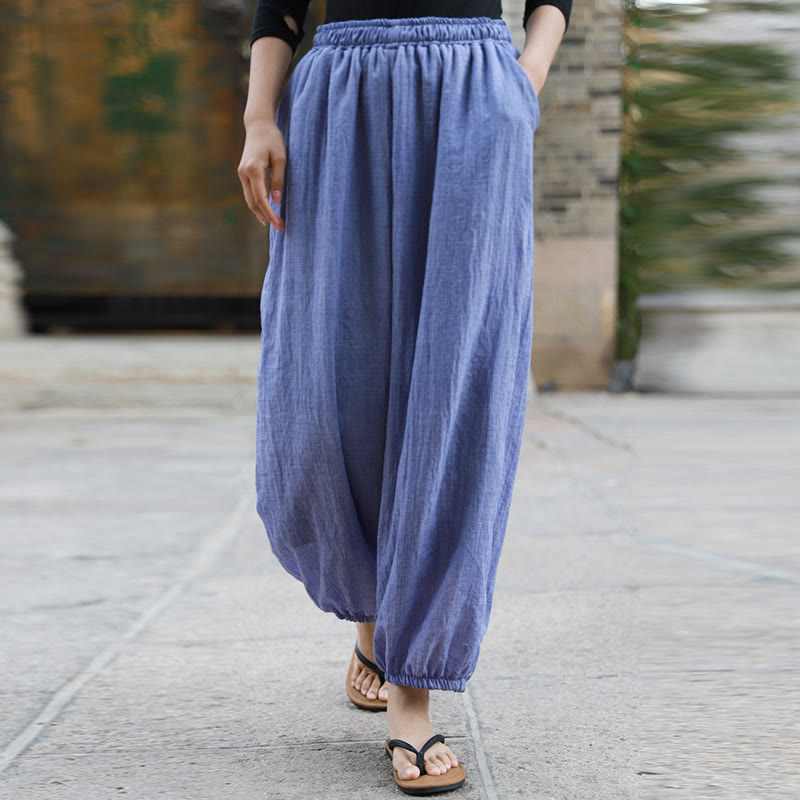 Buddha Stones Lässige Sommerhose aus Baumwolle für Damen mit Taschen - image 33
