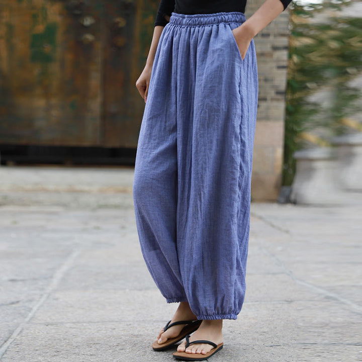 Buddha Stones Lässige Sommerhose aus Baumwolle für Damen mit Taschen - image 28