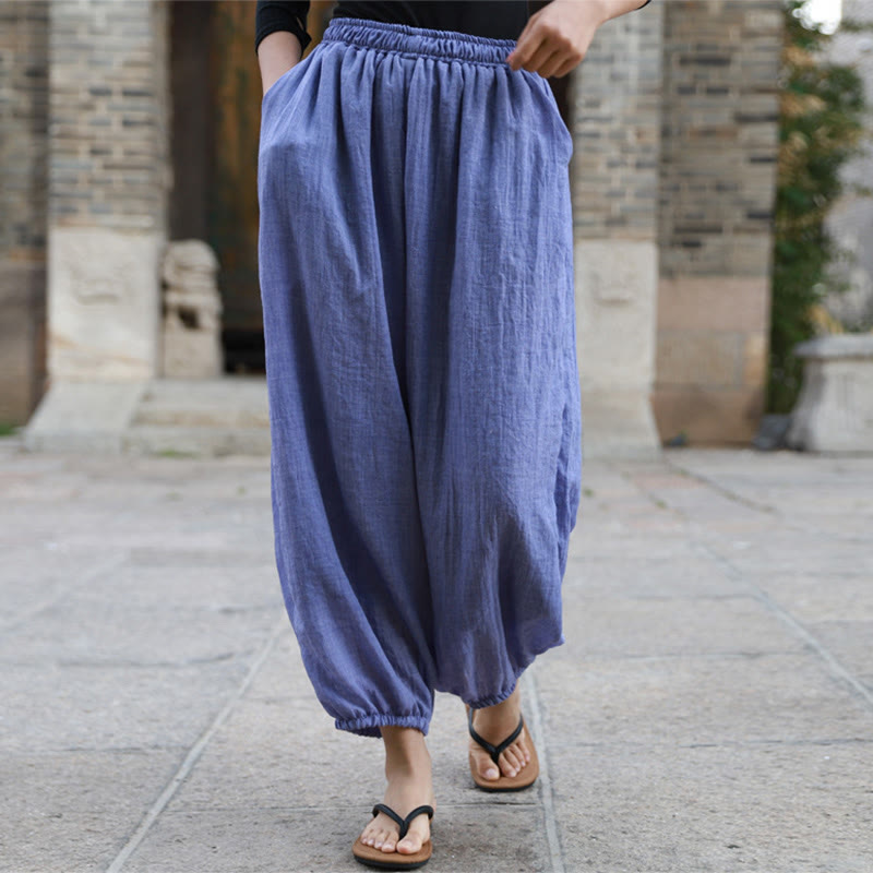 Buddha Stones Lässige Sommerhose aus Baumwolle für Damen mit Taschen - image 32