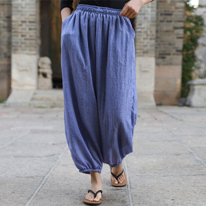 Buddha Stones Lässige Sommerhose aus Baumwolle für Damen mit Taschen - image 32