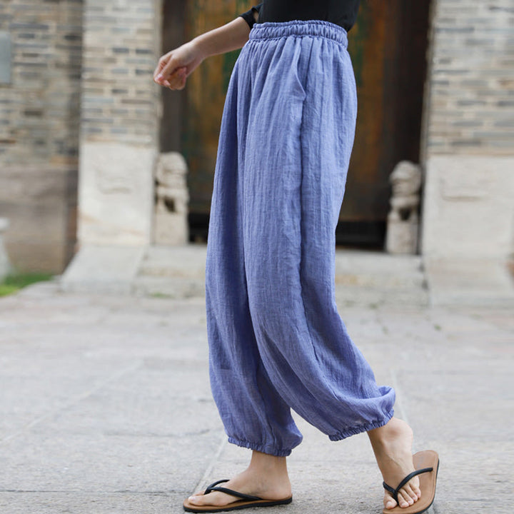Buddha Stones Lässige Sommerhose aus Baumwolle für Damen mit Taschen - image 29