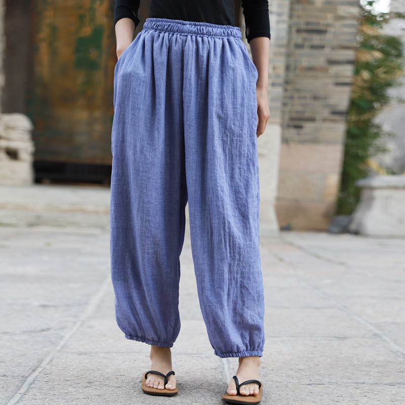 Buddha Stones Lässige Sommerhose aus Baumwolle für Damen mit Taschen - image 36