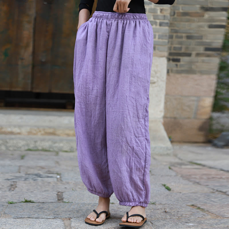 Buddha Stones Lässige Sommerhose aus Baumwolle für Damen mit Taschen - image 41