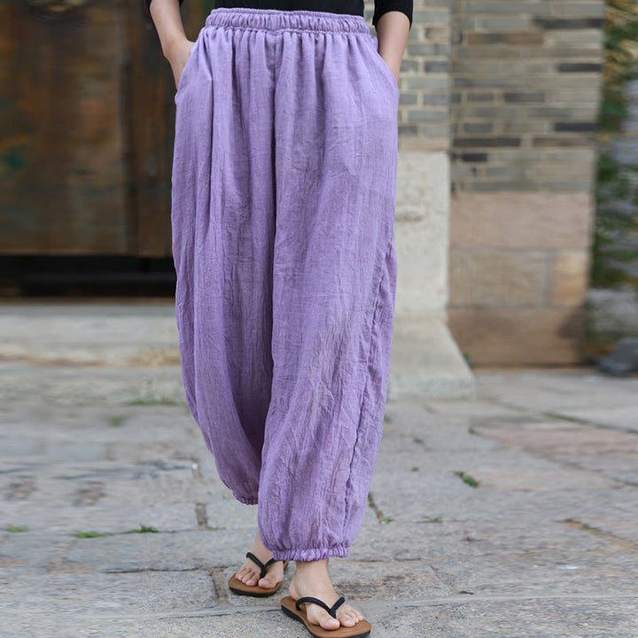 Buddha Stones Lässige Sommerhose aus Baumwolle für Damen mit Taschen - image 40