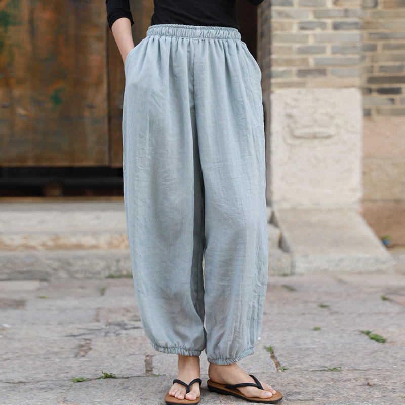 Buddha Stones Lässige Sommerhose aus Baumwolle für Damen mit Taschen - image 52