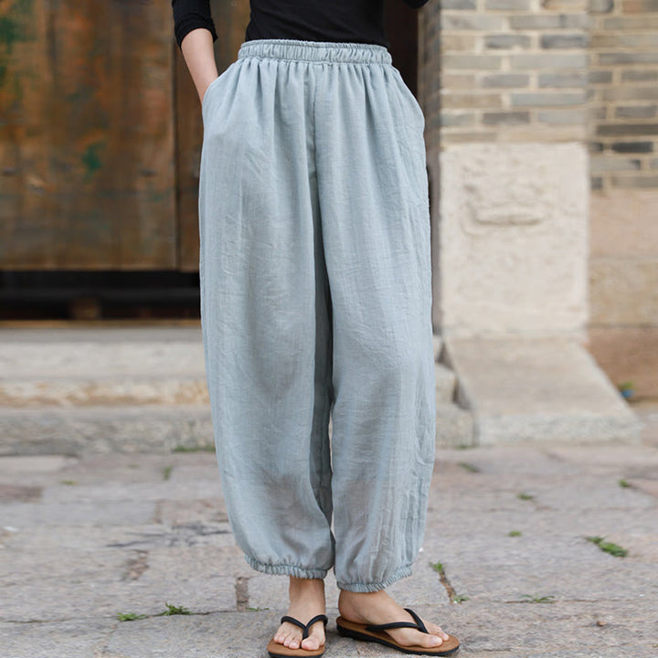 Buddha Stones Lässige Sommerhose aus Baumwolle für Damen mit Taschen - image 52