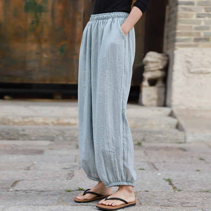 Buddha Stones Lässige Sommerhose aus Baumwolle für Damen mit Taschen - image 51