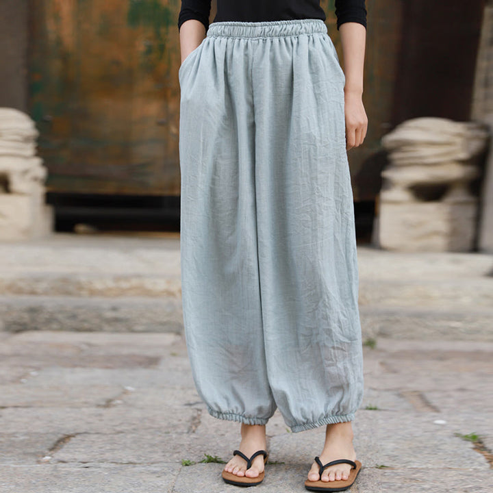 Buddha Stones Lässige Sommerhose aus Baumwolle für Damen mit Taschen - image 53