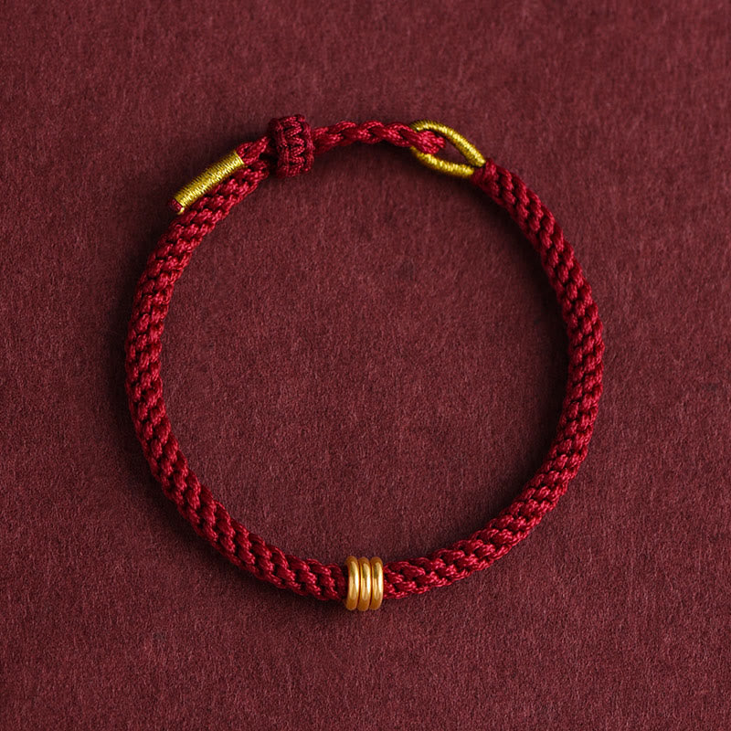 Buddha Stones 999 Gold Dreifachring-Design Handgefertigtes Verbindungsarmband aus geflochtenem Seil - image 1