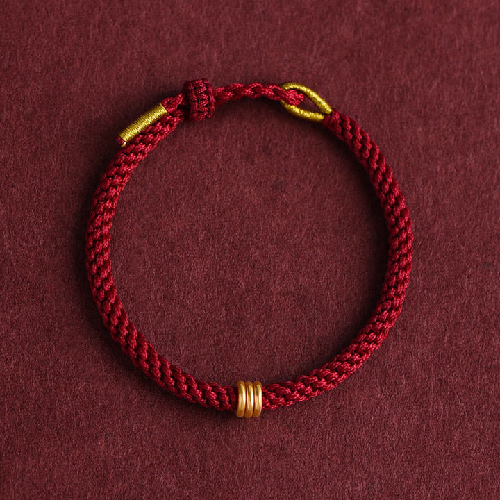 Buddha Stones 999 Gold Dreifachring-Design Handgefertigtes Verbindungsarmband aus geflochtenem Seil - image 1