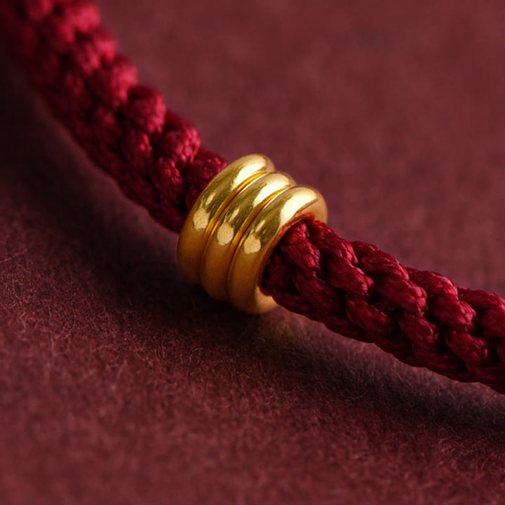 Buddha Stones 999 Gold Dreifachring-Design Handgefertigtes Verbindungsarmband aus geflochtenem Seil - image 8