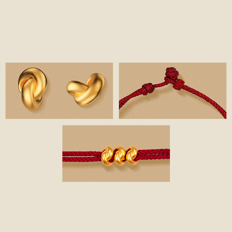 Buddha Stones 999 Gold Wunschknoten Design Handgemachtes Glücksarmband aus geflochtenem Seil - image 4