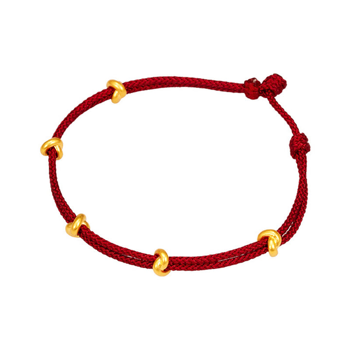 Buddha Stones 999 Gold Wunschknoten Design Handgemachtes Glücksarmband aus geflochtenem Seil - image 10