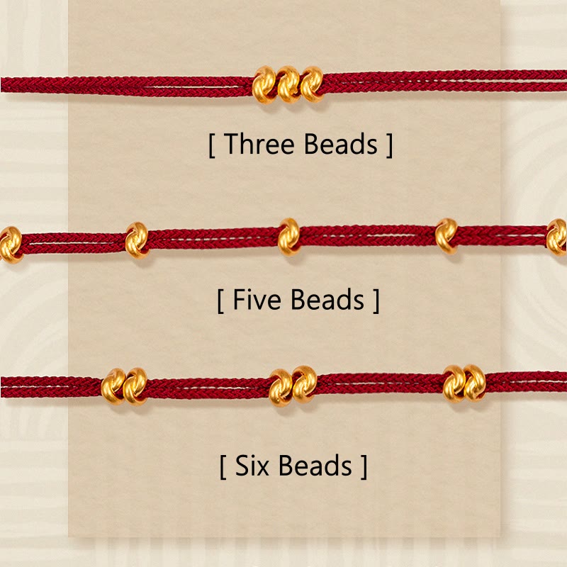 Buddha Stones 999 Gold Wunschknoten Design Handgemachtes Glücksarmband aus geflochtenem Seil - image 1