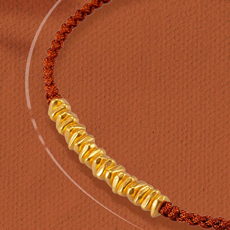 Buddha Stones ​​999 Gold Kleine Goldstücke Design Handgefertigtes Schutzarmband aus geflochtenem Seil - image 5