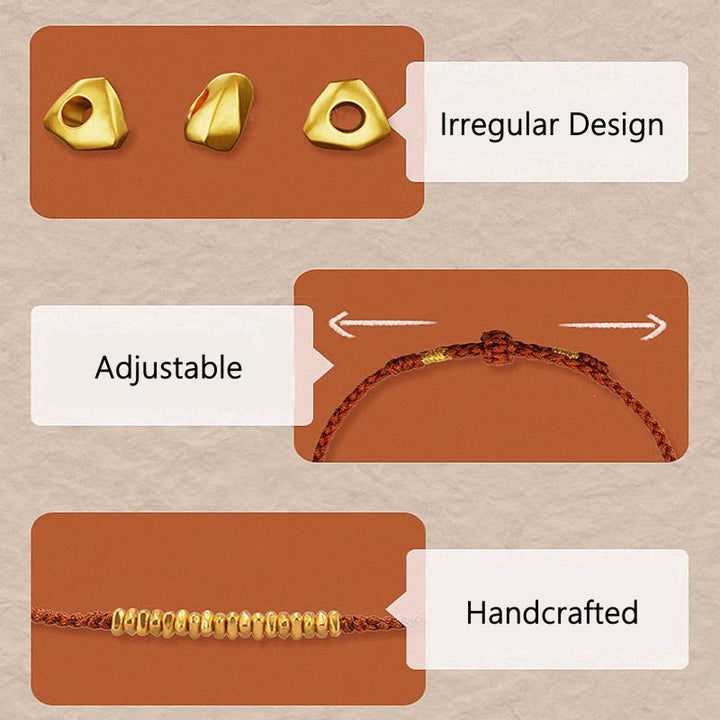 Buddha Stones ​​999 Gold Kleine Goldstücke Design Handgefertigtes Schutzarmband aus geflochtenem Seil - image 4