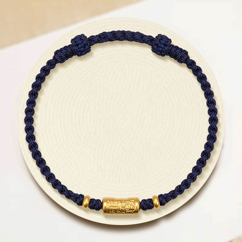 Buddha Stones ​​999 Gold Glücksamulett Geschnitztes Design Handgefertigtes Stärke-Armband aus geflochtenem Seil - image 9