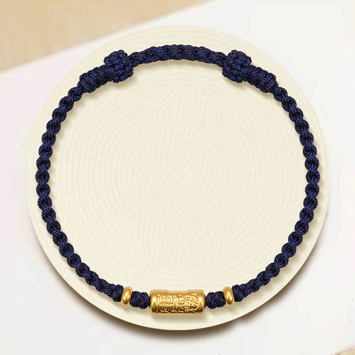 Buddha Stones ​​999 Gold Glücksamulett Geschnitztes Design Handgefertigtes Stärke-Armband aus geflochtenem Seil - image 9