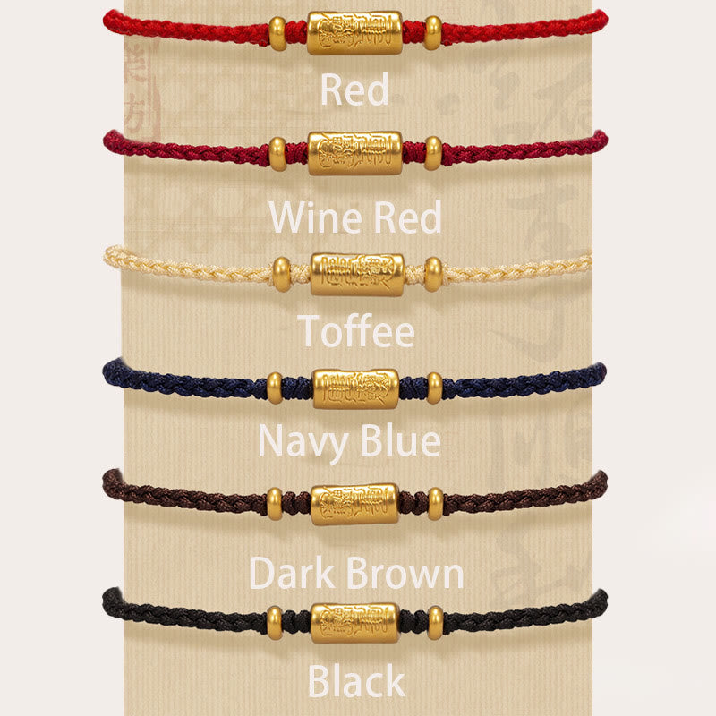 Buddha Stones ​​999 Gold Glücksamulett Geschnitztes Design Handgefertigtes Stärke-Armband aus geflochtenem Seil - image 1