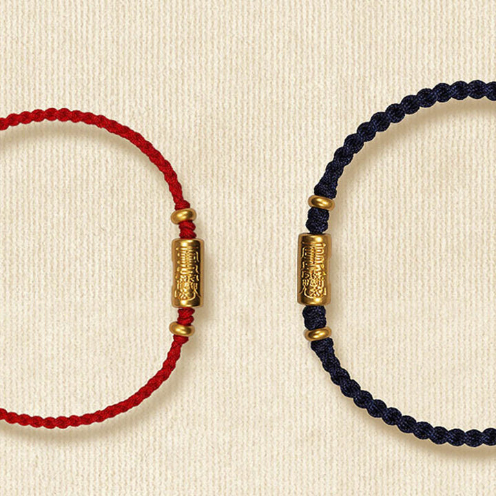 Buddha Stones ​​999 Gold Glücksamulett Geschnitztes Design Handgefertigtes Stärke-Armband aus geflochtenem Seil - image 19