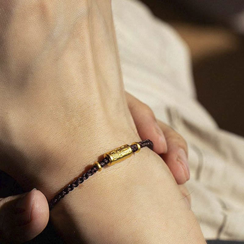 Buddha Stones ​​999 Gold Glücksamulett Geschnitztes Design Handgefertigtes Stärke-Armband aus geflochtenem Seil - image 13