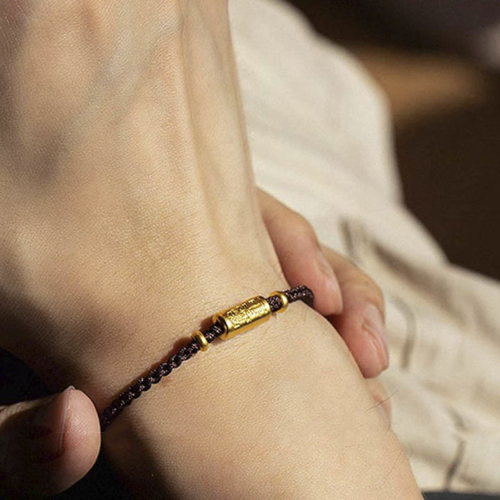 Buddha Stones ​​999 Gold Glücksamulett Geschnitztes Design Handgefertigtes Stärke-Armband aus geflochtenem Seil - image 13