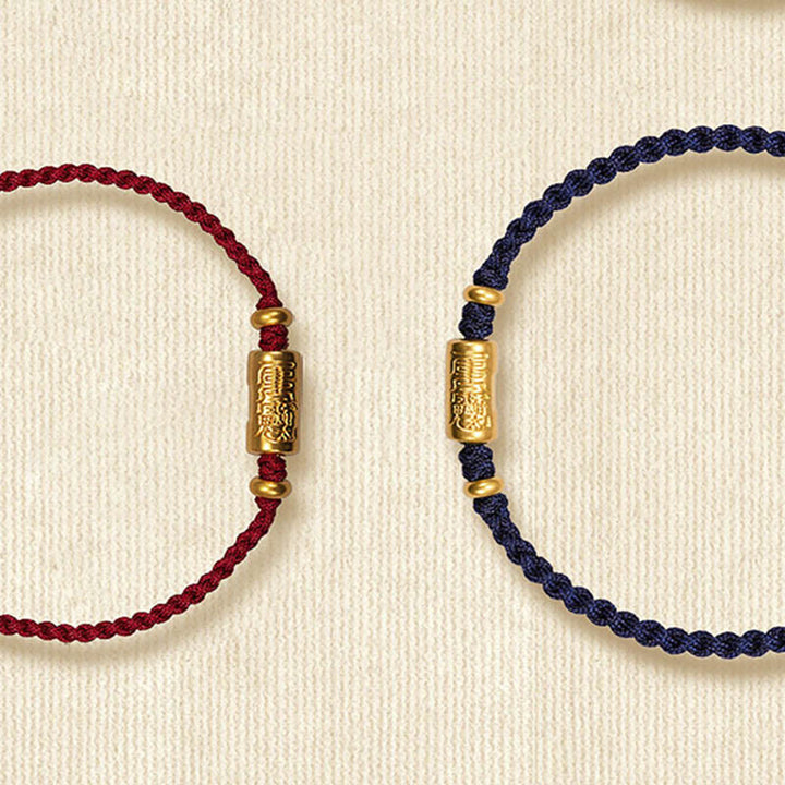 Buddha Stones ​​999 Gold Glücksamulett Geschnitztes Design Handgefertigtes Stärke-Armband aus geflochtenem Seil - image 16