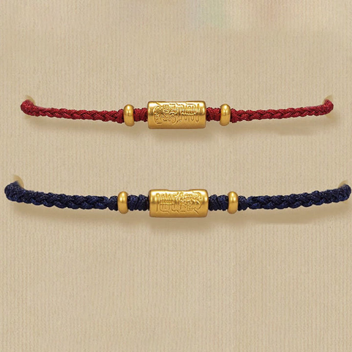 Buddha Stones ​​999 Gold Glücksamulett Geschnitztes Design Handgefertigtes Stärke-Armband aus geflochtenem Seil - image 17