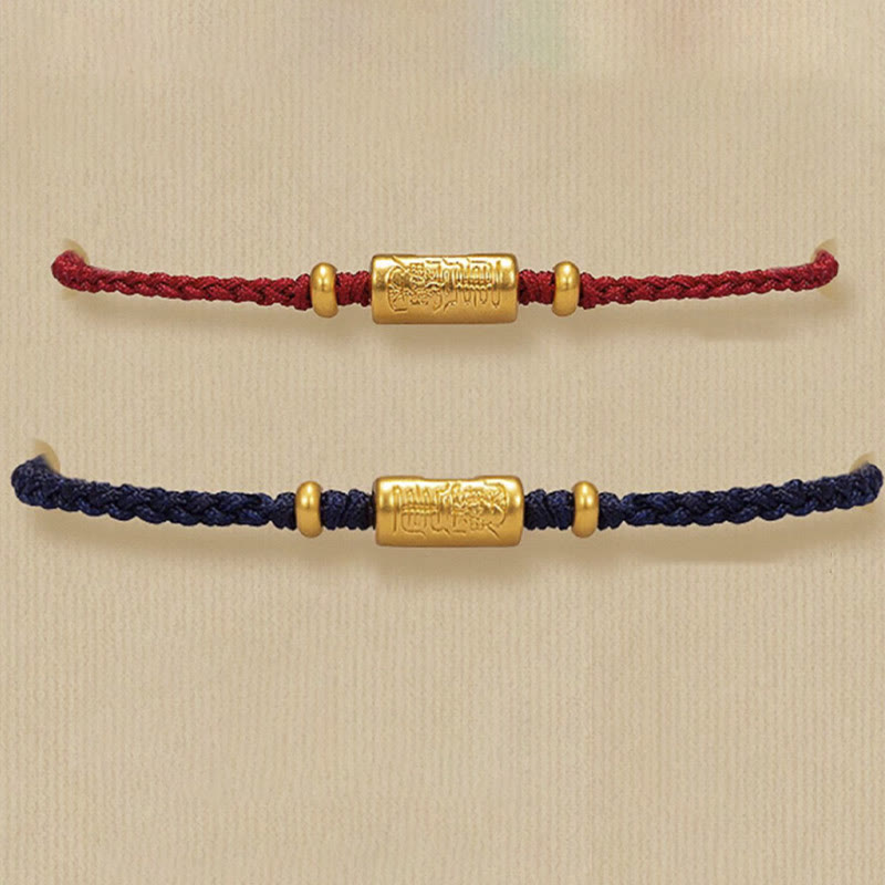 Buddha Stones ​​999 Gold Glücksamulett Geschnitztes Design Handgefertigtes Stärke-Armband aus geflochtenem Seil - image 17