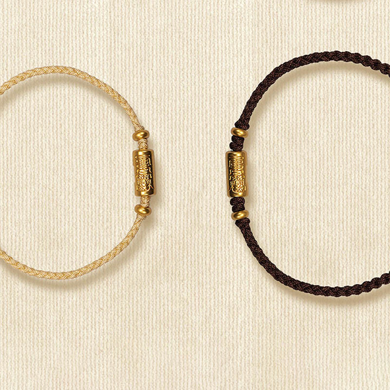 Buddha Stones ​​999 Gold Glücksamulett Geschnitztes Design Handgefertigtes Stärke-Armband aus geflochtenem Seil - image 18