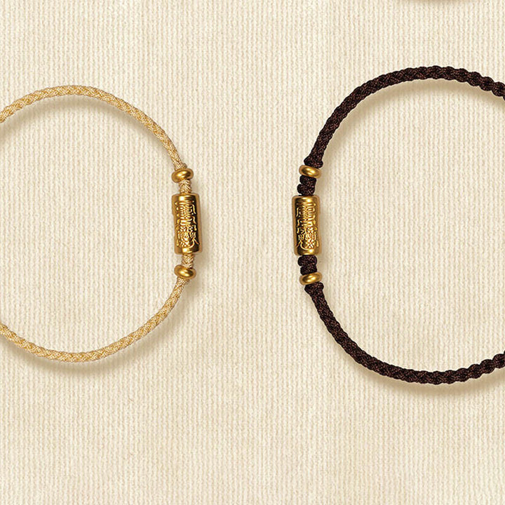 Buddha Stones ​​999 Gold Glücksamulett Geschnitztes Design Handgefertigtes Stärke-Armband aus geflochtenem Seil - image 18