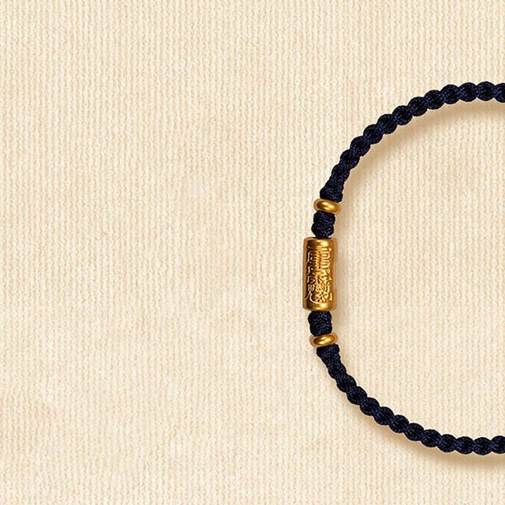 Buddha Stones ​​999 Gold Glücksamulett Geschnitztes Design Handgefertigtes Stärke-Armband aus geflochtenem Seil - Schwarz (Gold ca. 0,68 g) - 21 cm - image 14