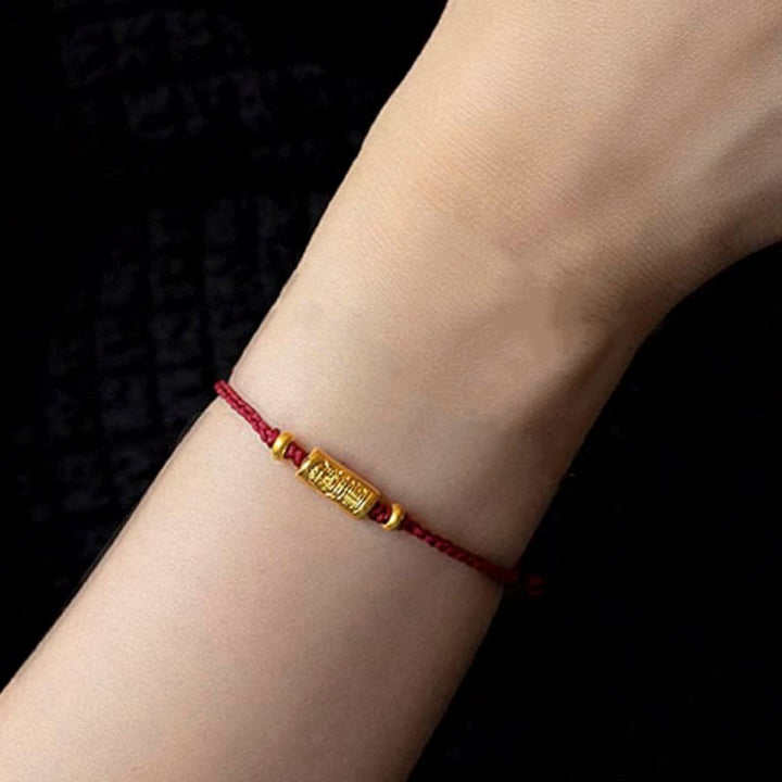 Buddha Stones ​​999 Gold Glücksamulett Geschnitztes Design Handgefertigtes Stärke-Armband aus geflochtenem Seil - image 4